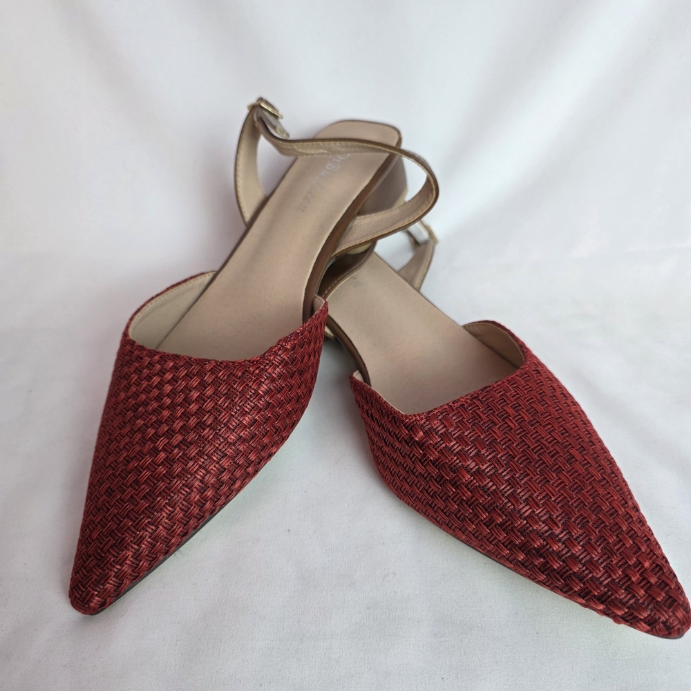 Elegant Red Woven Slingback Flats
